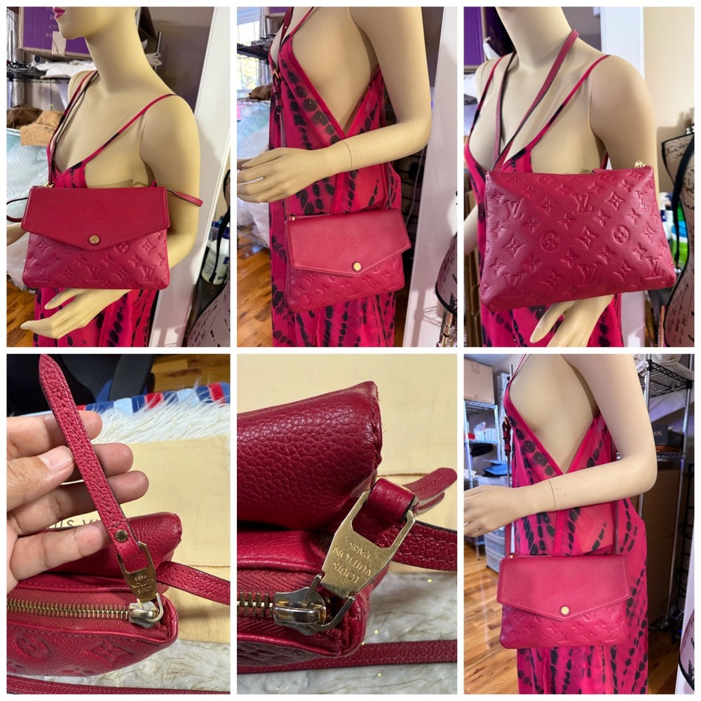 Louis Vuitton Twice Empreinte Messenger sling Fushia Pink w/ Duster & Card auth. - Picture 3 of 16